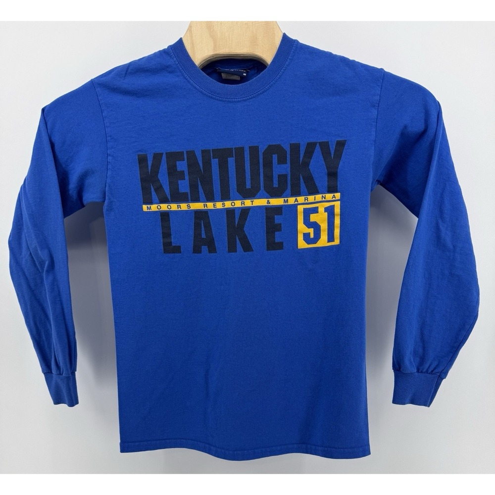 Vintage MV Sport Kentucky Lake 51 Moors Resort Long Sleeve Blue T-Shirt Size S